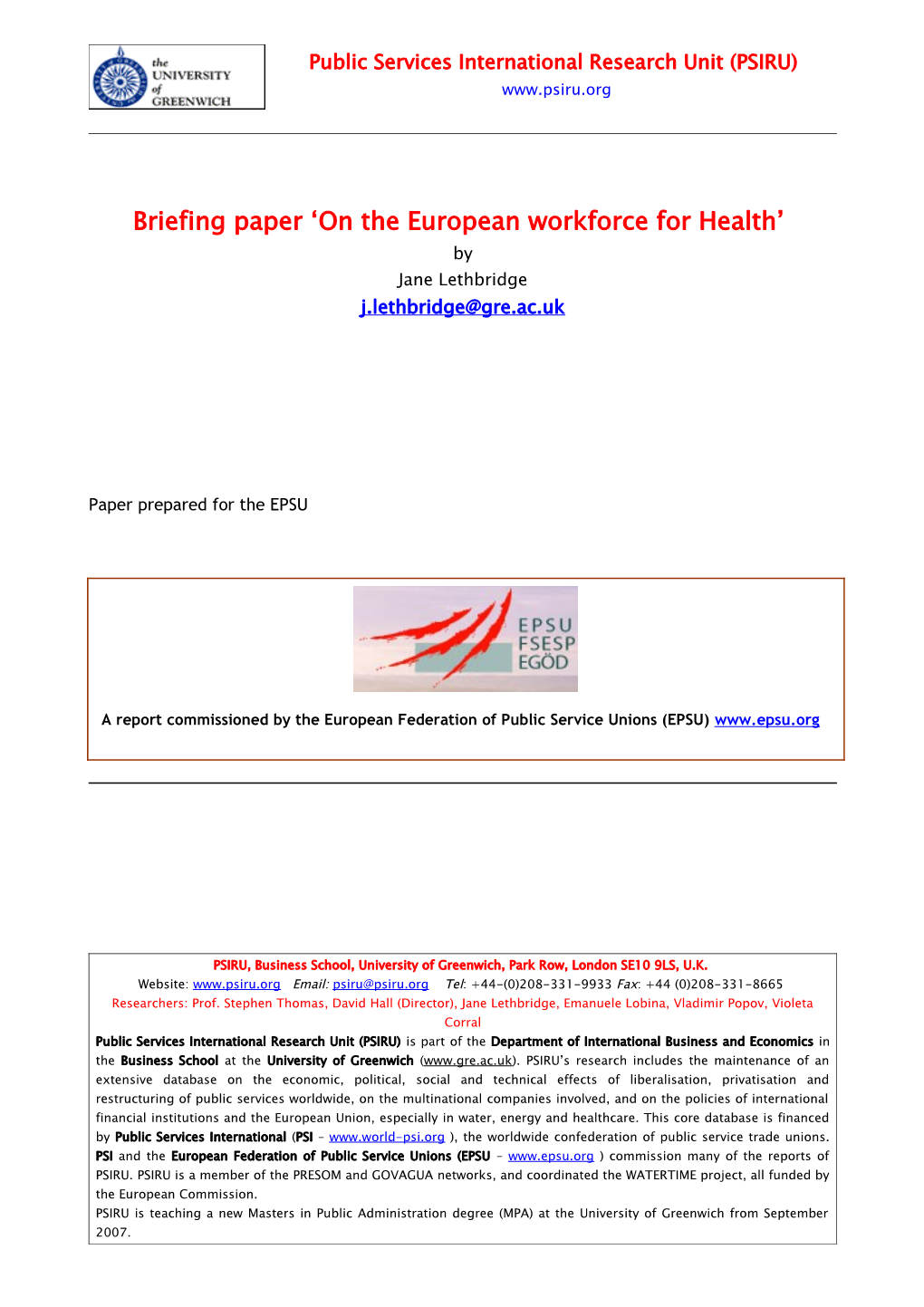 Changing Care Services and Labour Markets