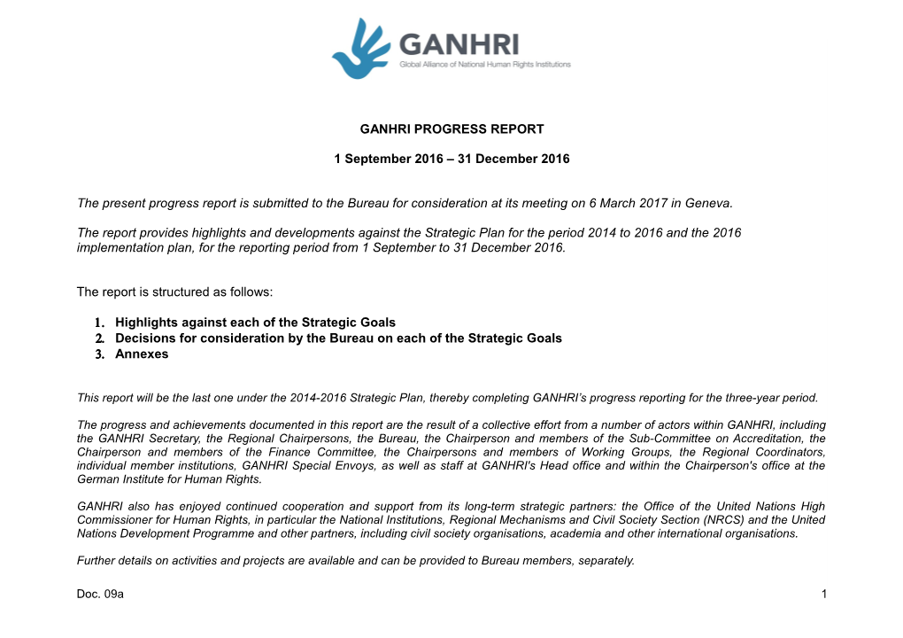 Ganhri Progress Report