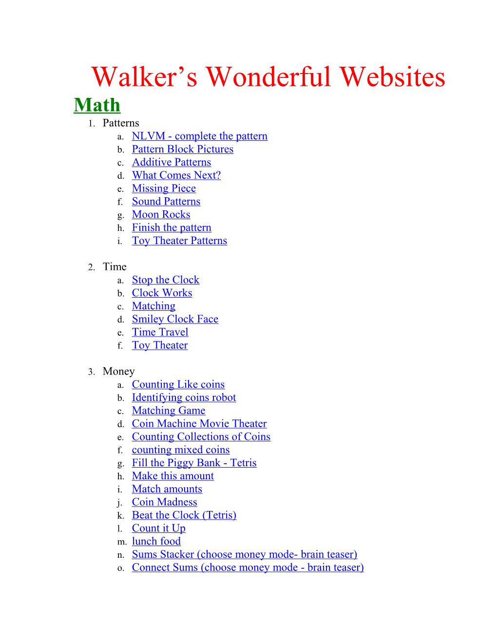 Walker S Wonderful Websites