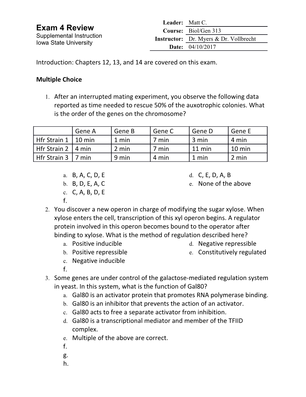 Introduction: Chapters 12, 13, and 14 Are Covered on This Exam