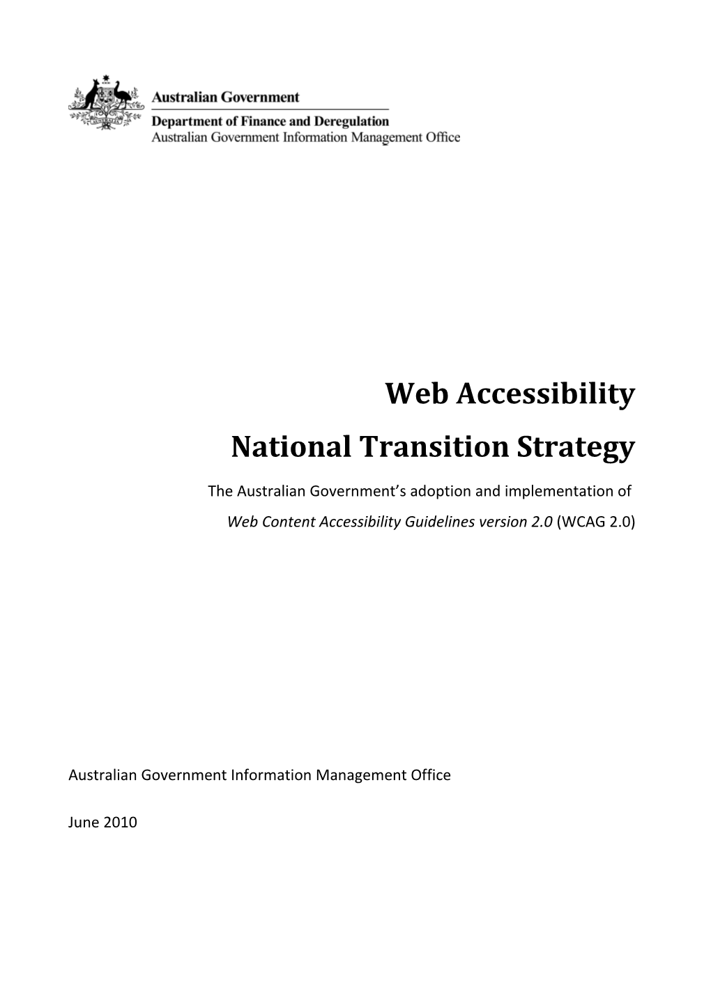 Web Accessibility National Transition Strategy