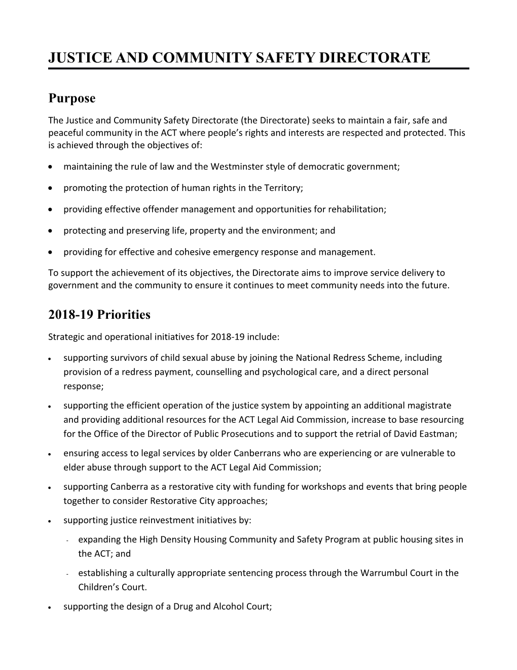 ACT Budget 2018-19. Budget Statements D