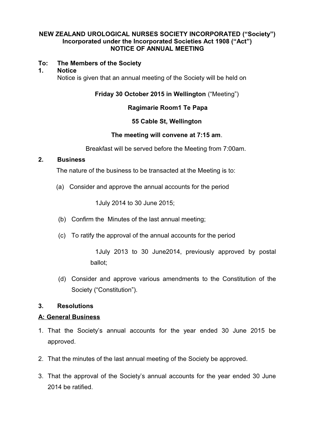 Notice of Meeting (Explanatory) - WRMK Comments Marked