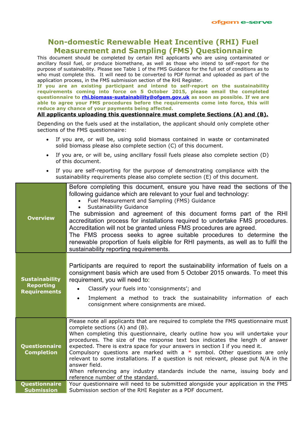 RHI FMS Questionnaire