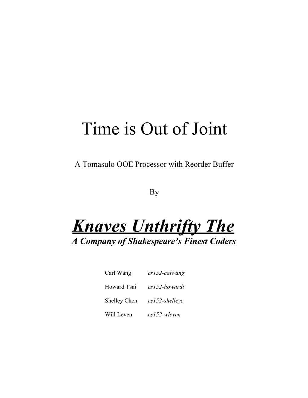 Time Is out of Joint