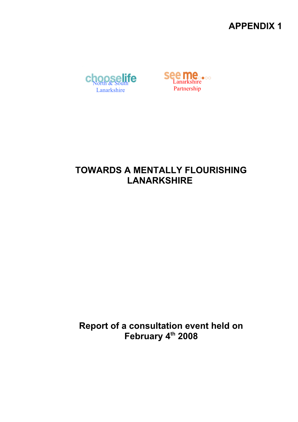 Towards a Mentally Flourishing Lanarkshire