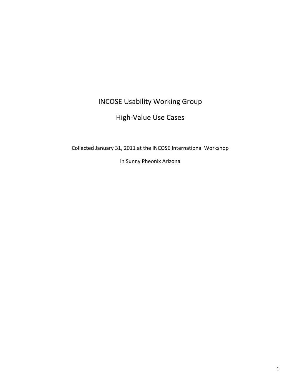INCOSE Usability Working Group