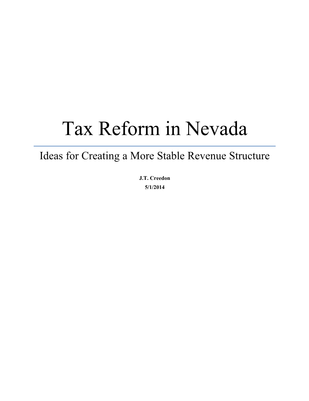 Tax Reform in Nevada