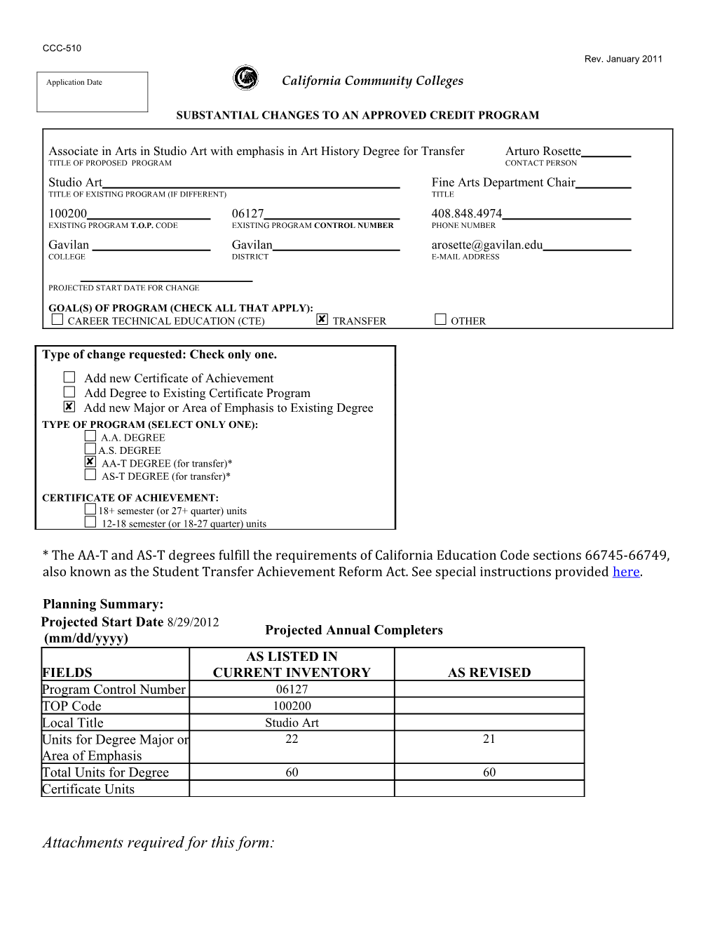 Substantial Changes to an Approved Credit Program