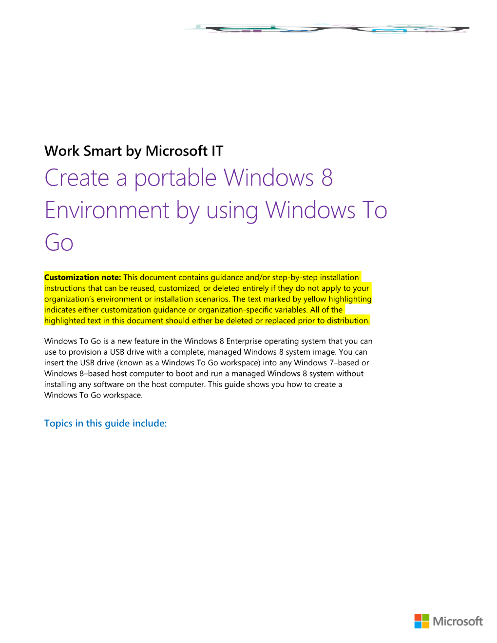 Work Smart: Creating a Portable Windows 8 Environment with Windows to Go