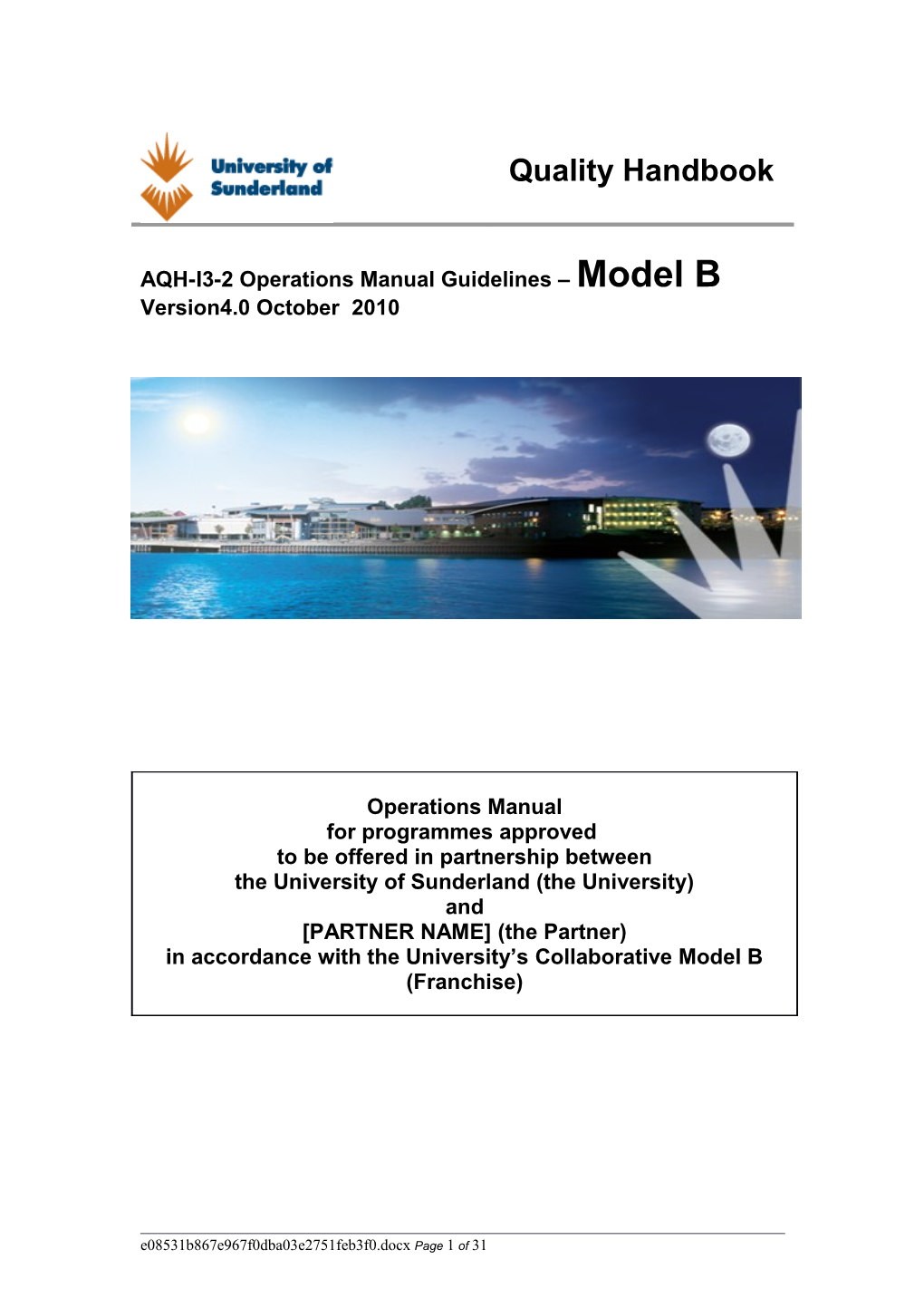 AQH-I3-2 Operations Manual Guidelines Model B