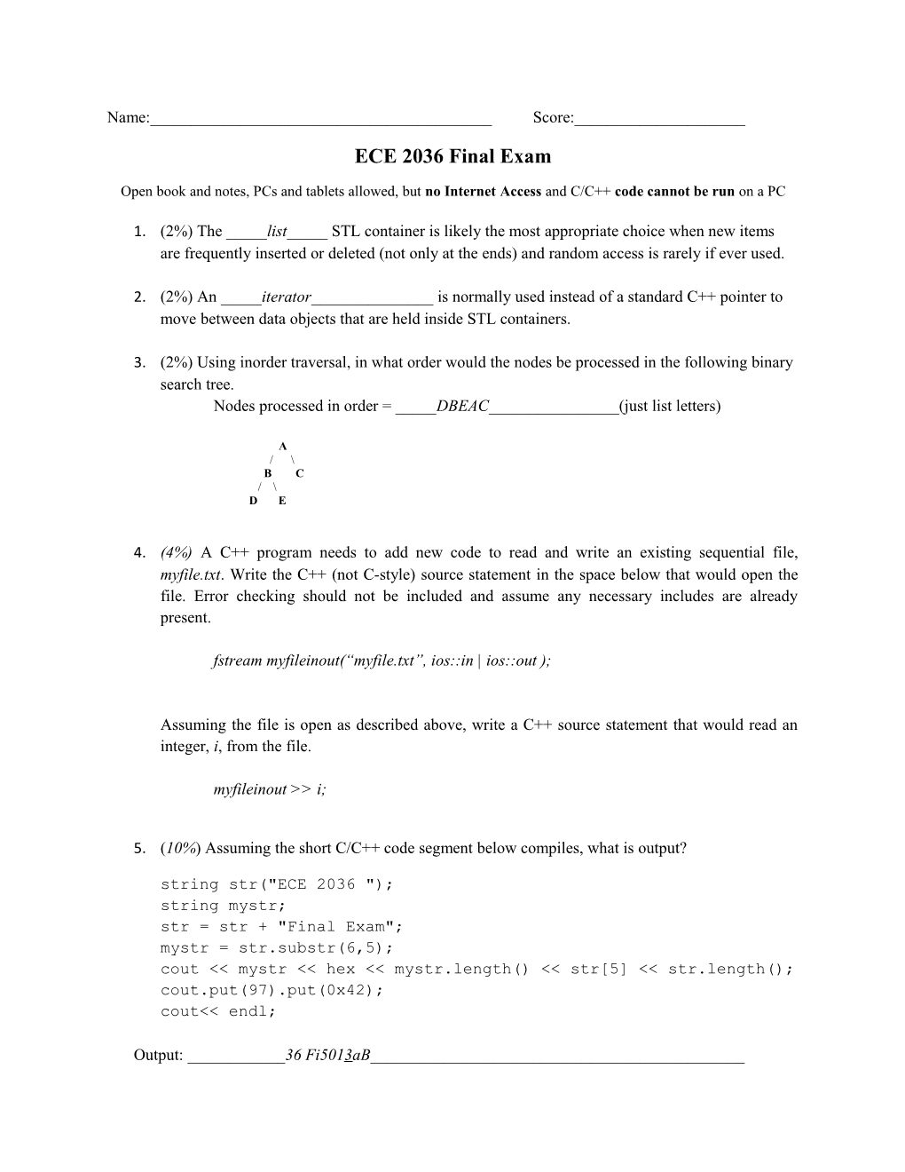 ECE 2036 Final Exam