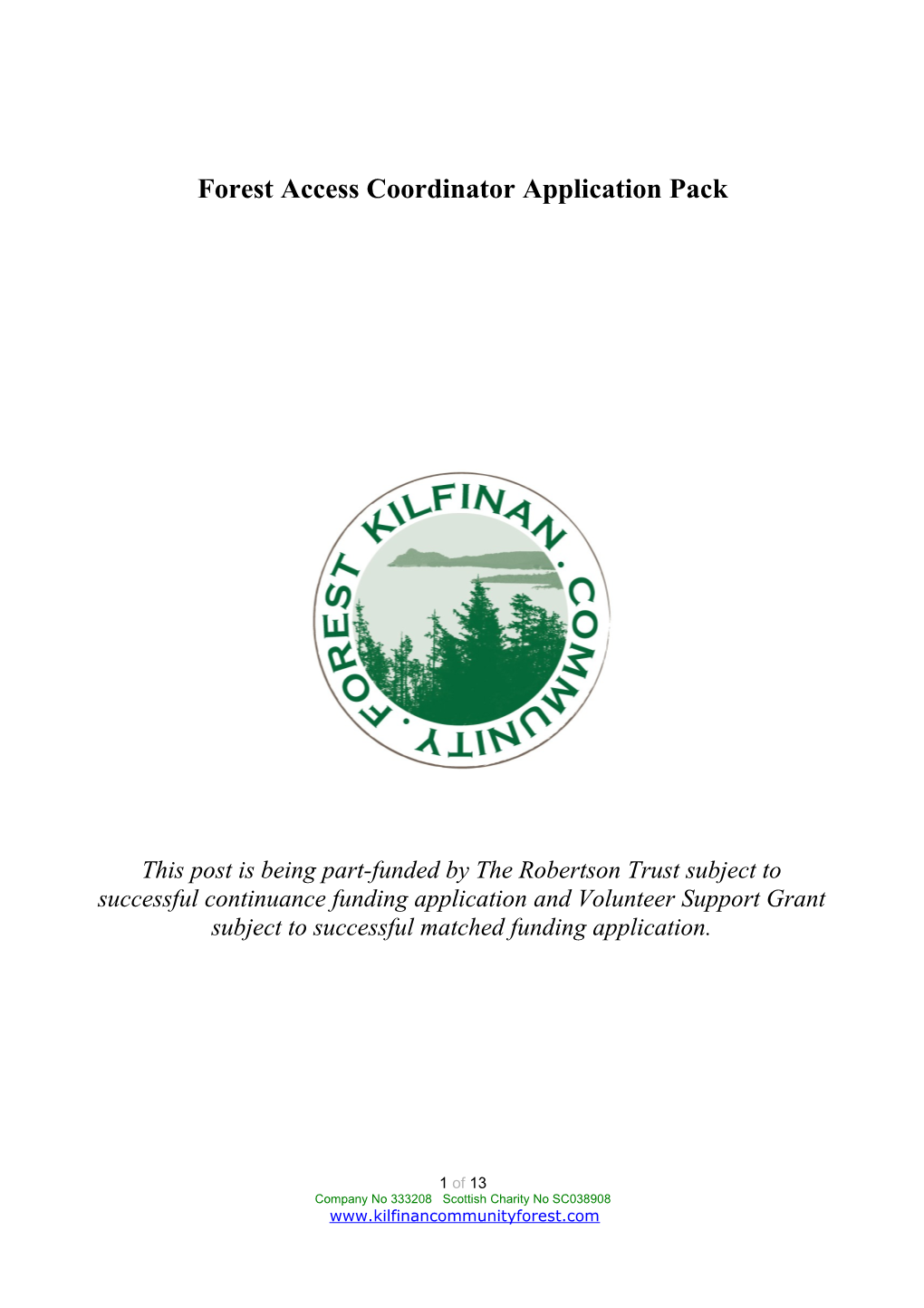 Forest Access Coordinator Application Pack