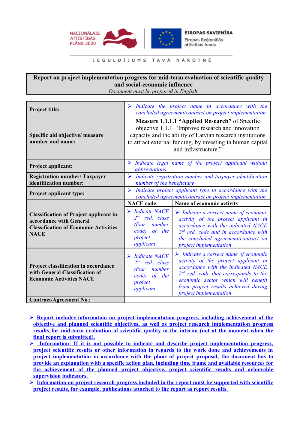 Report on Project Implementation Progress for Mid-Term Evaluation of Scientific Quality