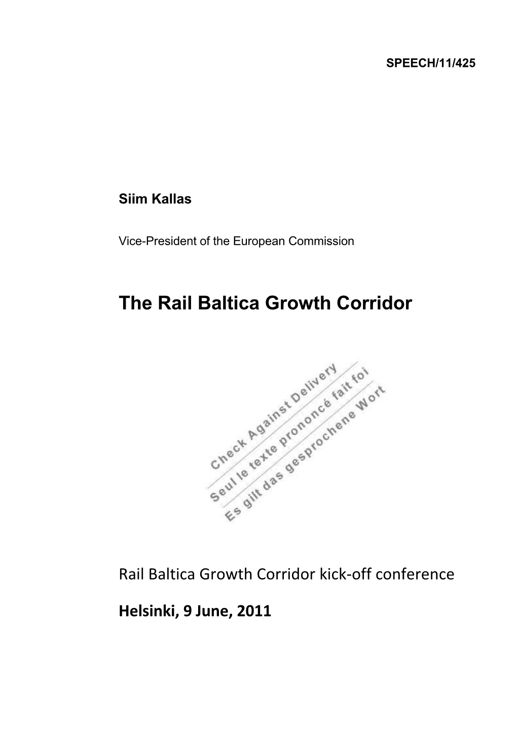 The Rail Baltica Growth Corridor