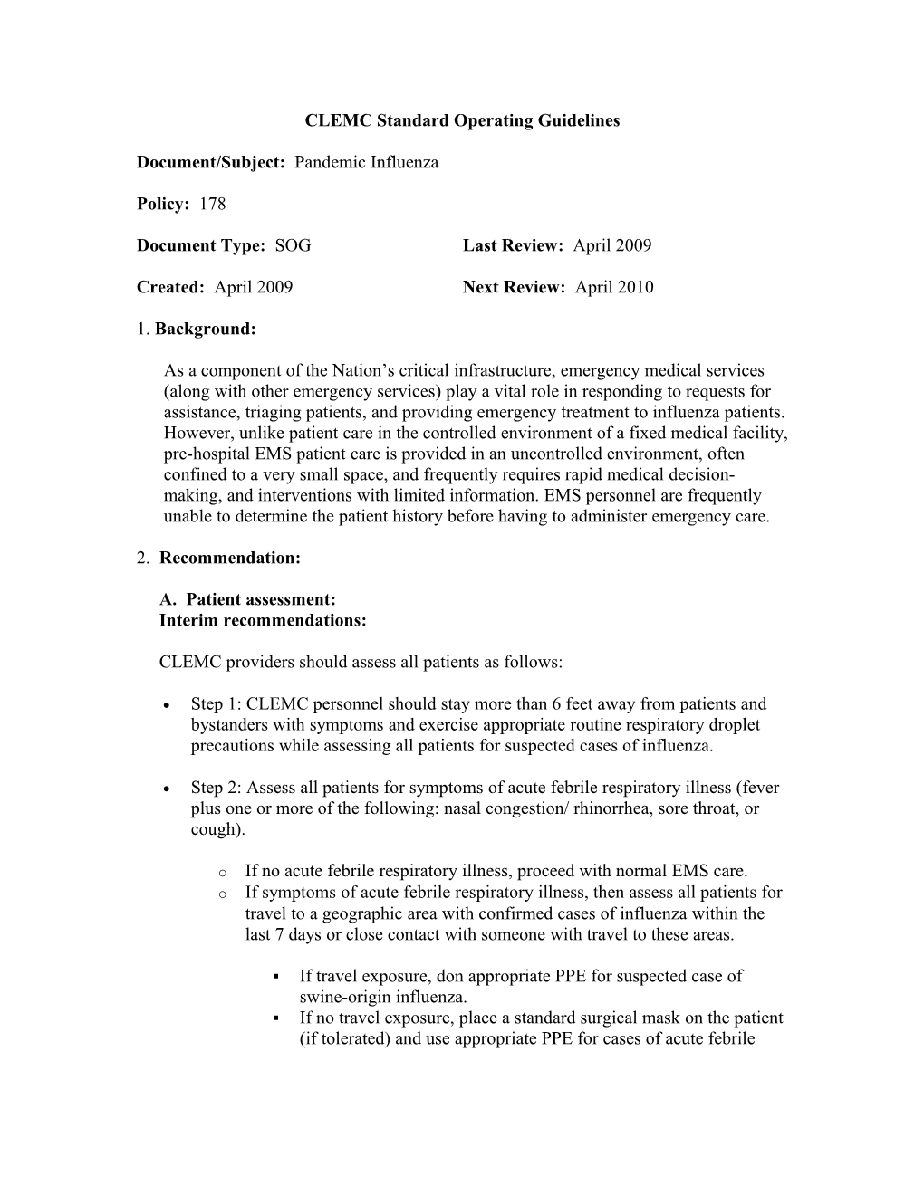 CLEMC Standard Operating Guidelines