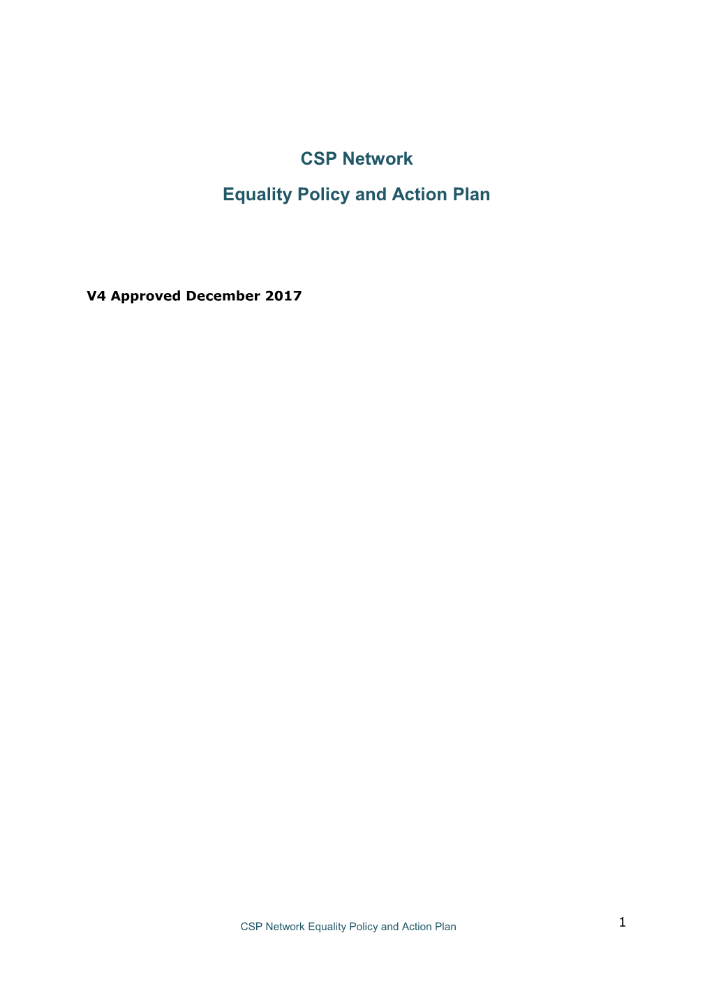 Equality Policy and Action Plan