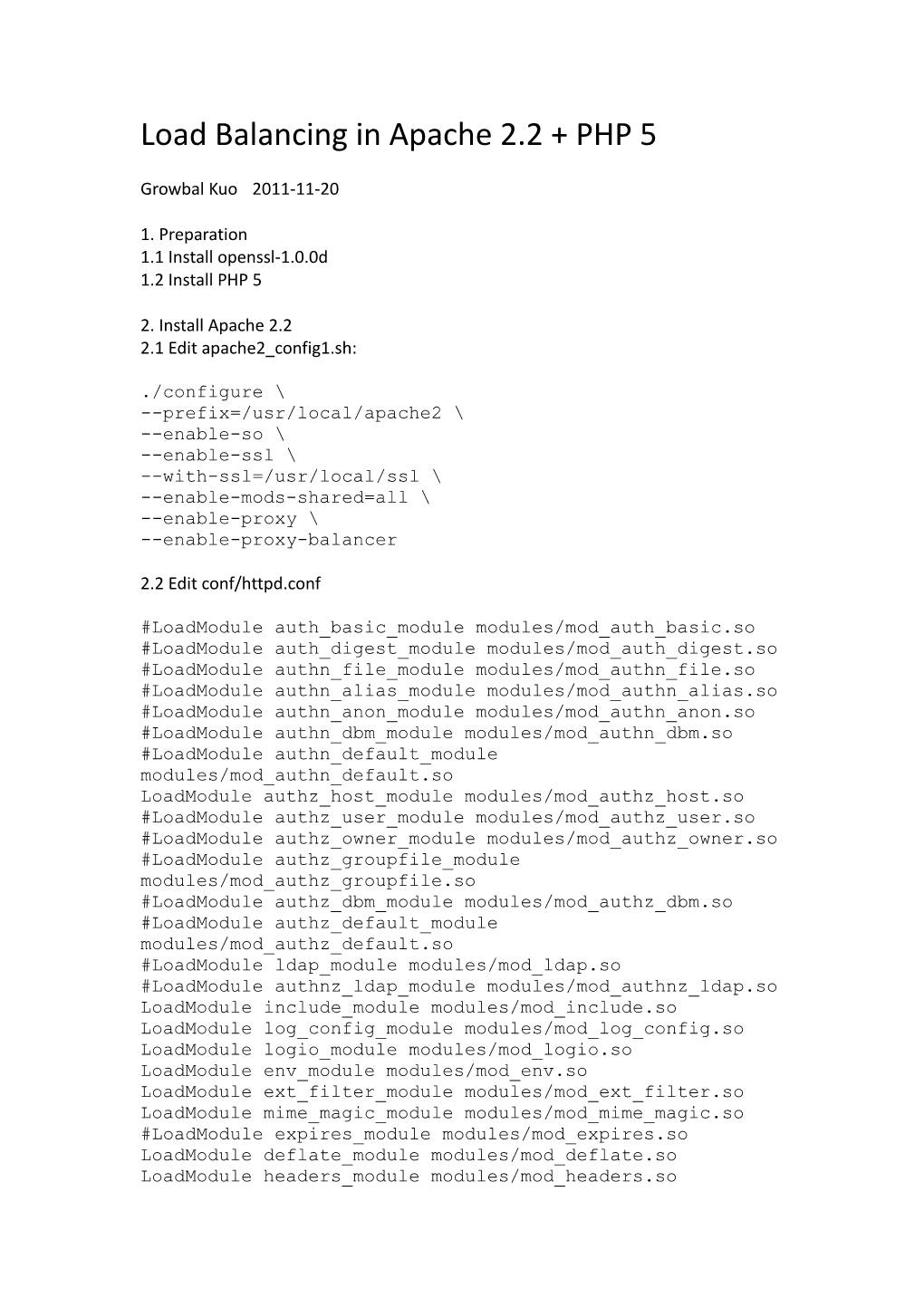 Load Balancing in Apache 2.2 + PHP 5