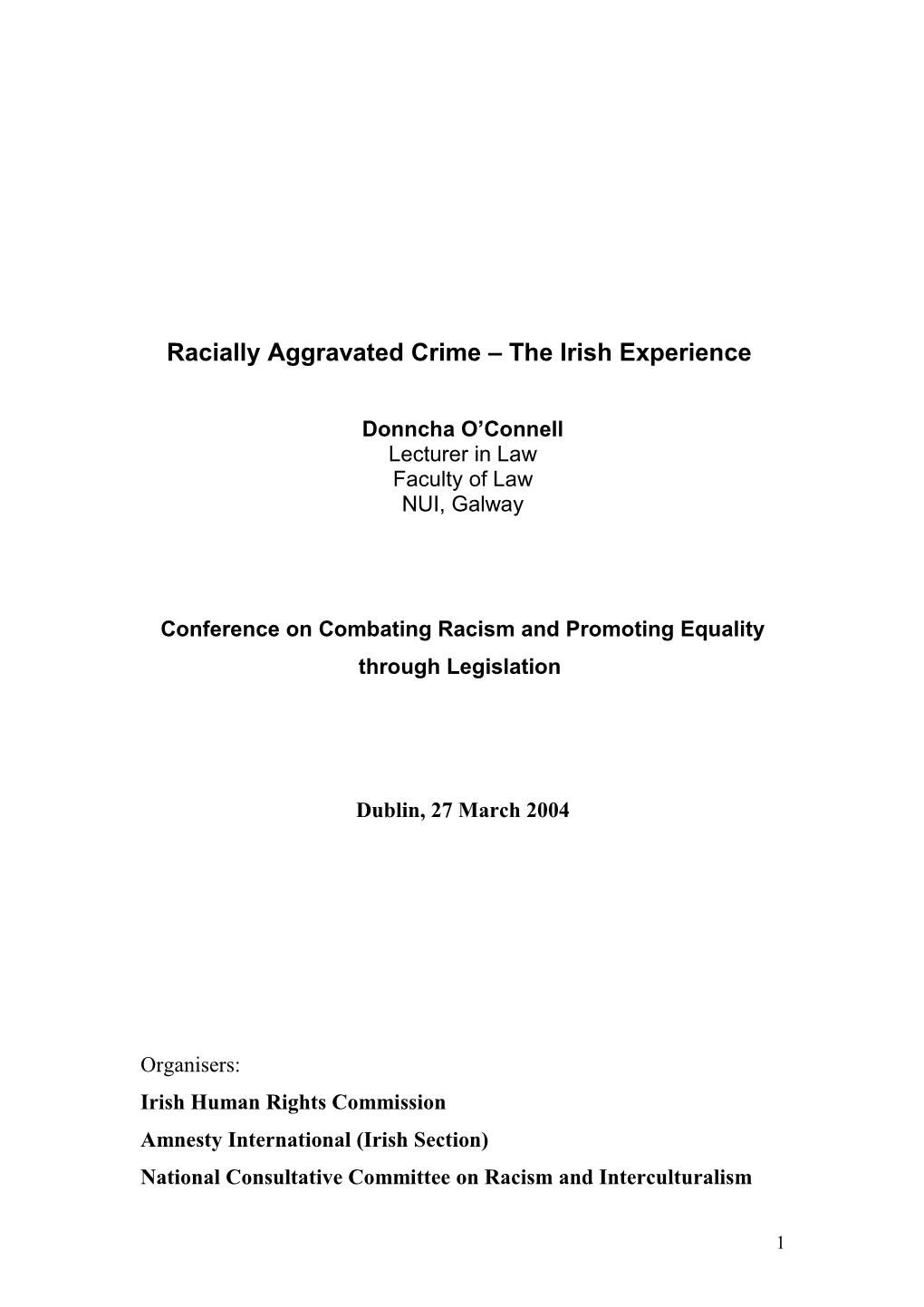 Ihrc / Amnesty Conference on Racism