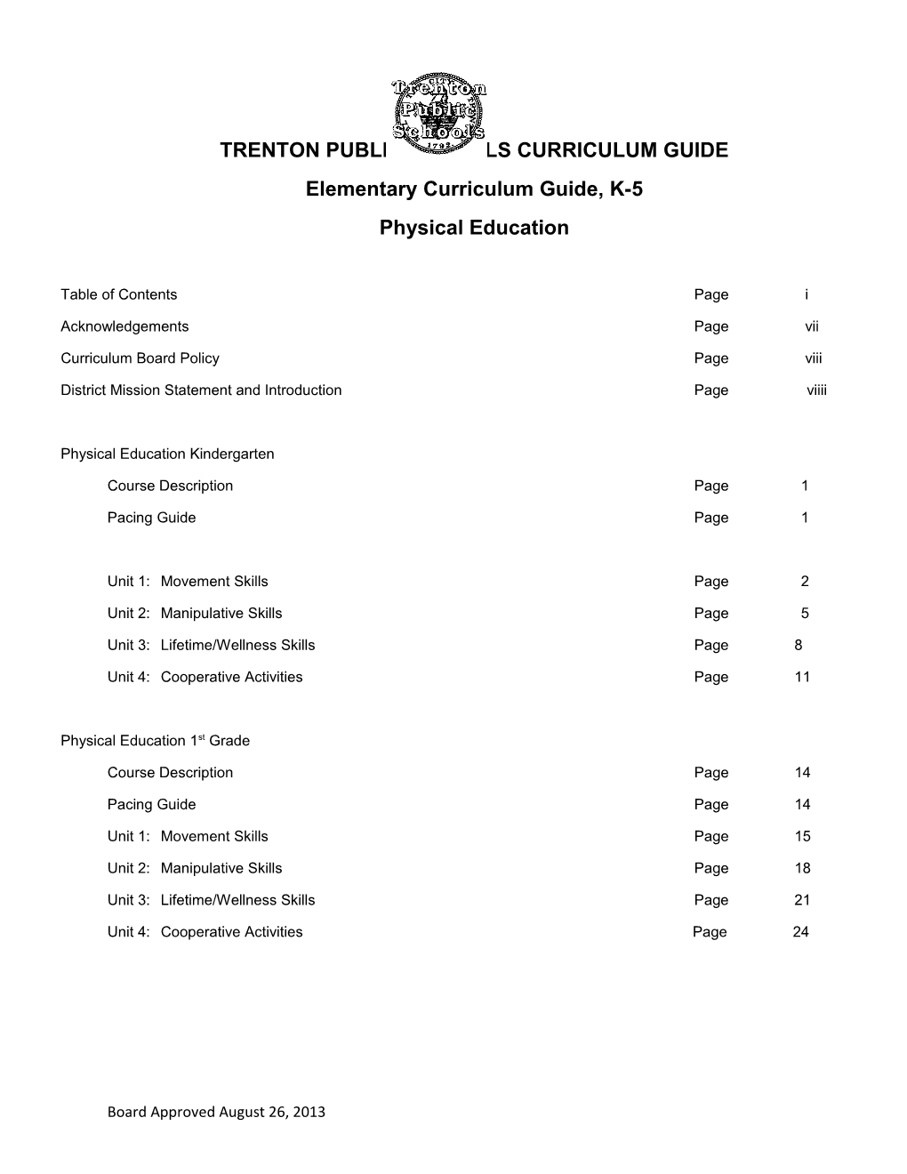 Trenton Public Schools Curriculum Guide