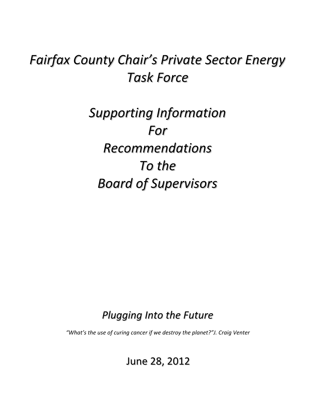 Fairfax County Chair S Private Sector Energy Task Force