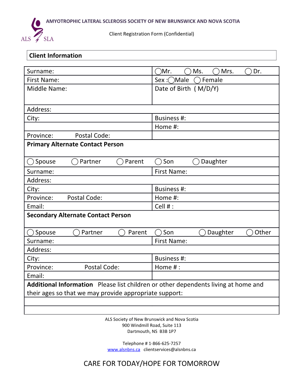 Client Registration Form (Confidential)