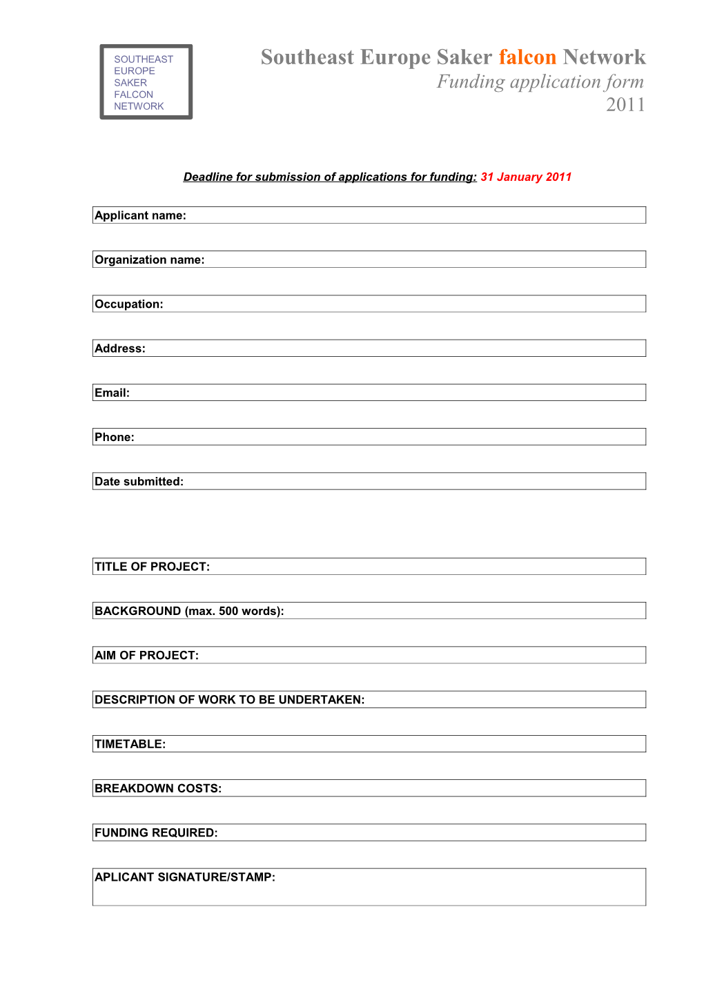 Application Form: People S Trust for Endangered Species