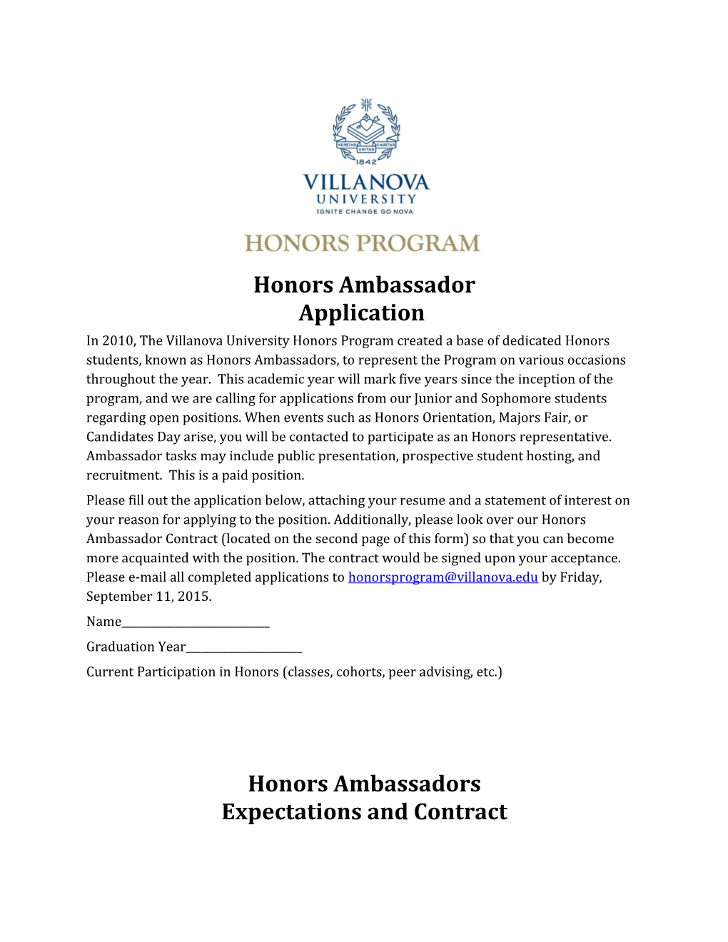Honors Ambassador