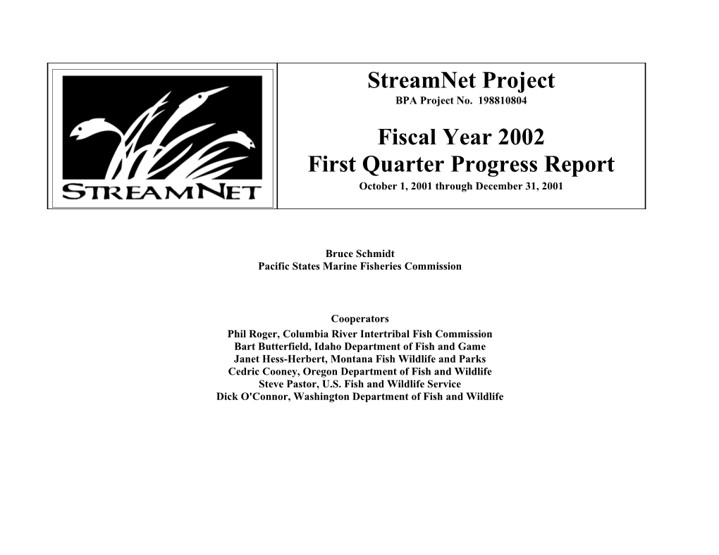 First Quarter Progress Report