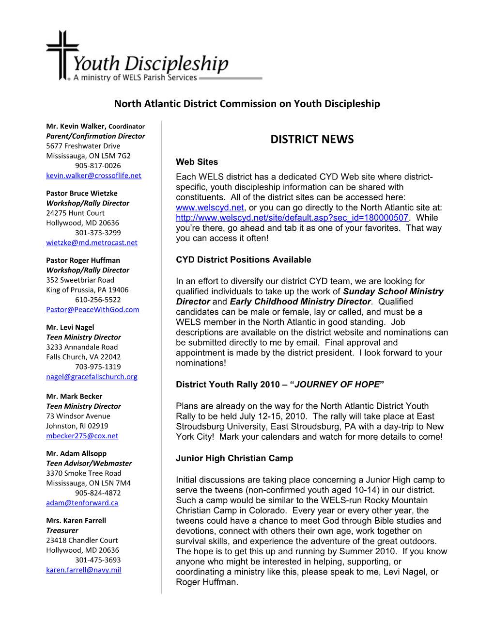North Atlantic District Commission on Youth Discipleship