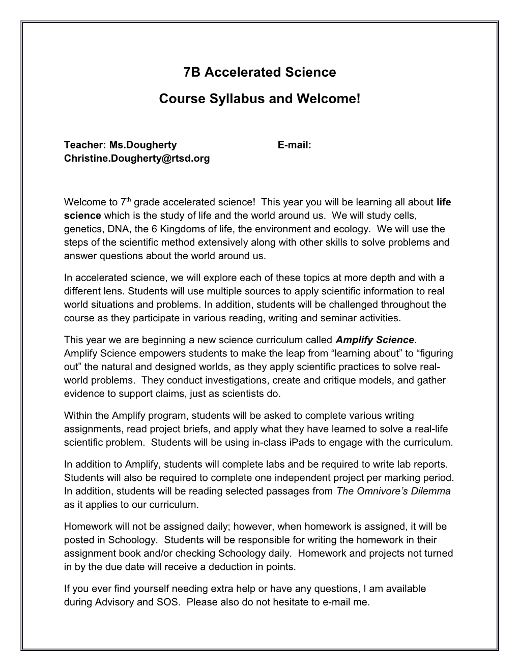 Course Syllabus and Welcome!