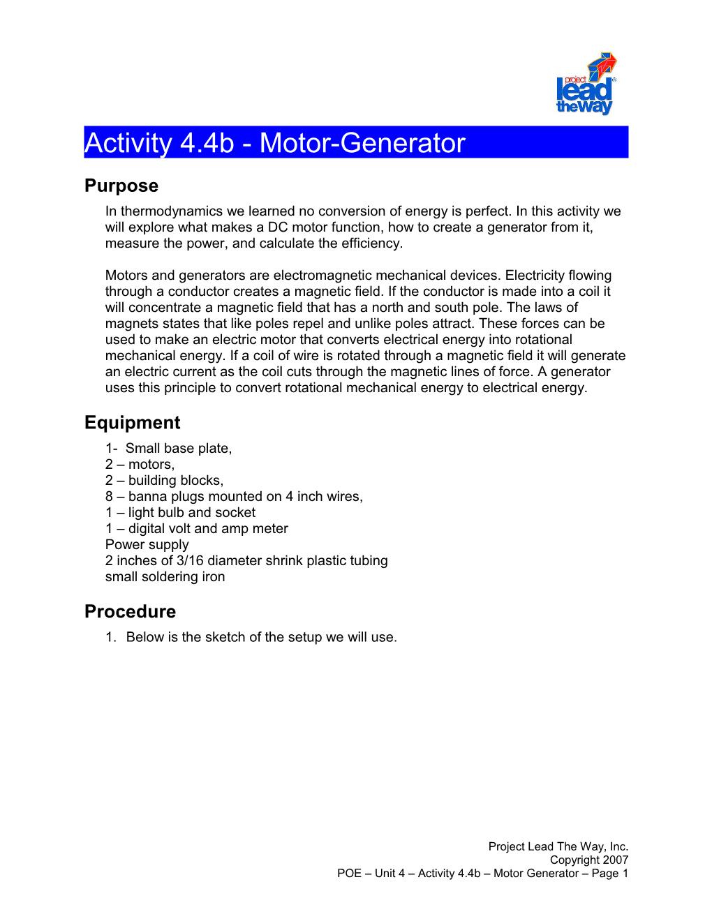 Activity 4.4B - Motor Generator