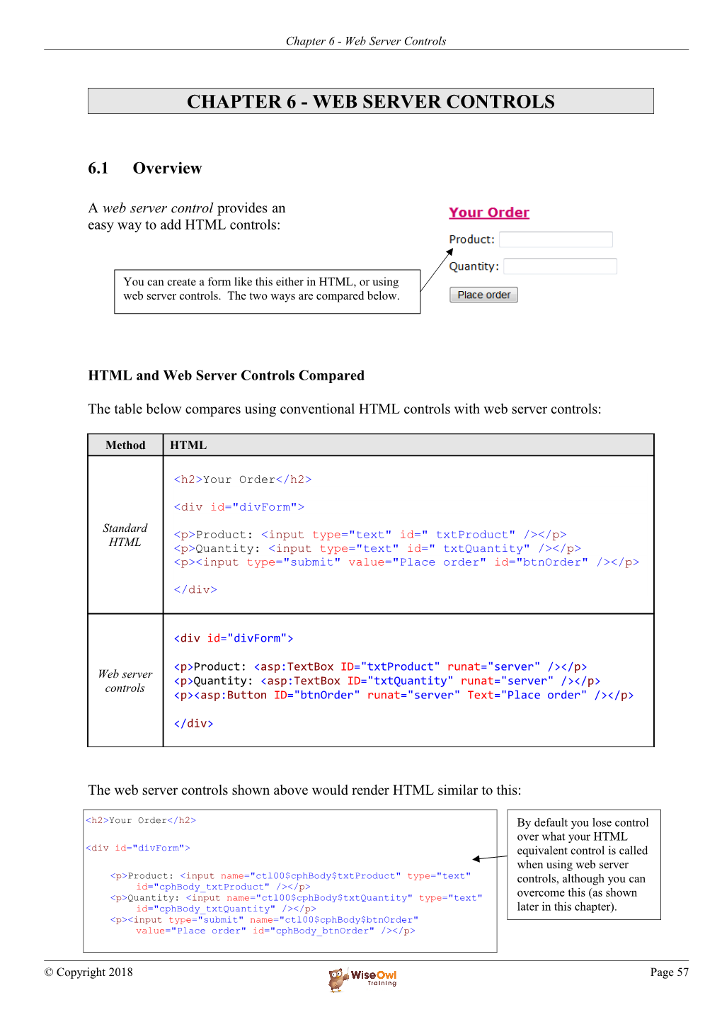 Chapter 6 - Web Server Controls