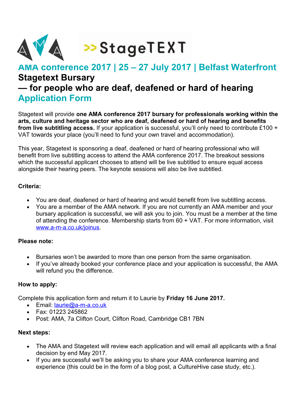 This Year, Stagetext Is Sponsoring a Deaf, Deafened Or Hard of Hearing Professional Who
