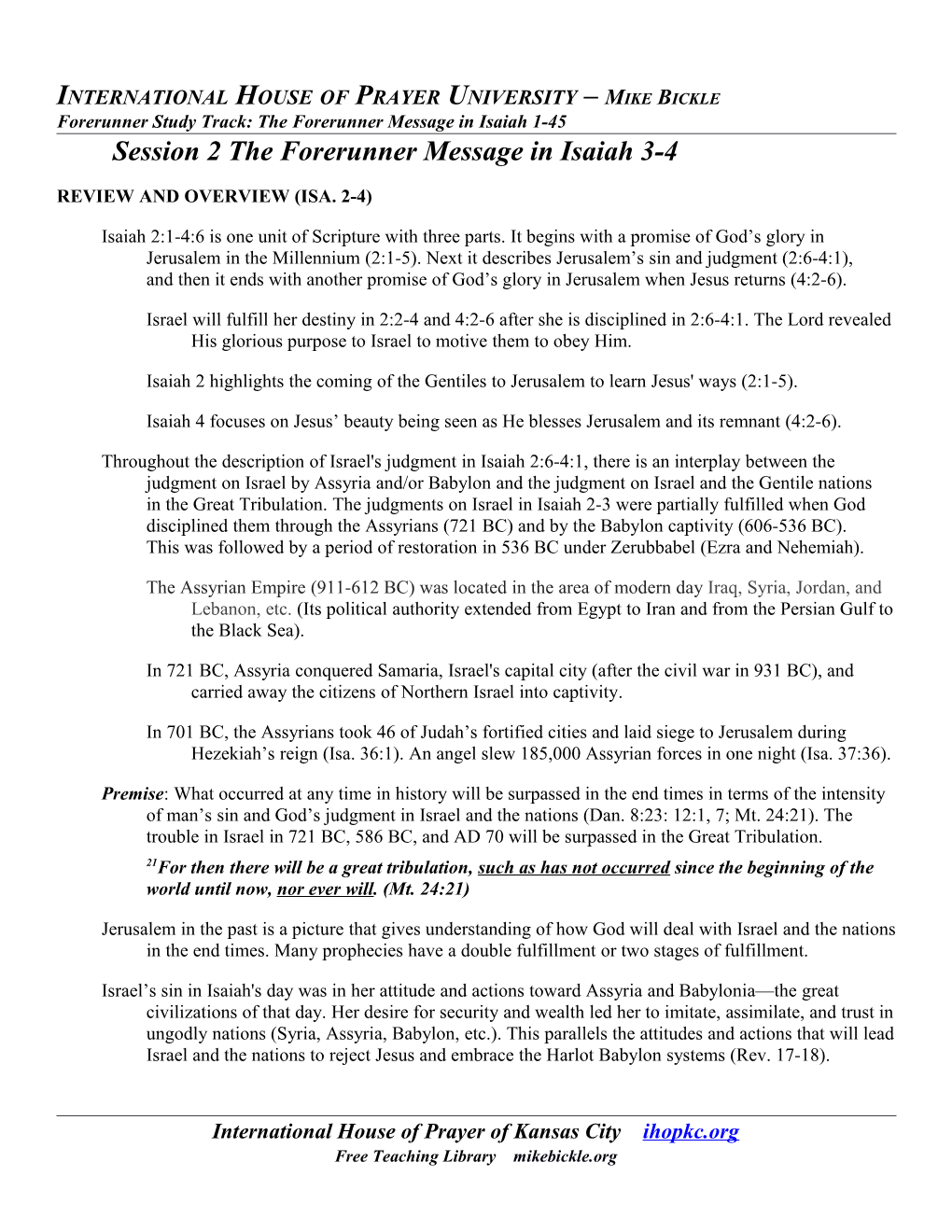 Session 2 the Forerunner Message in Isaiah 3-4