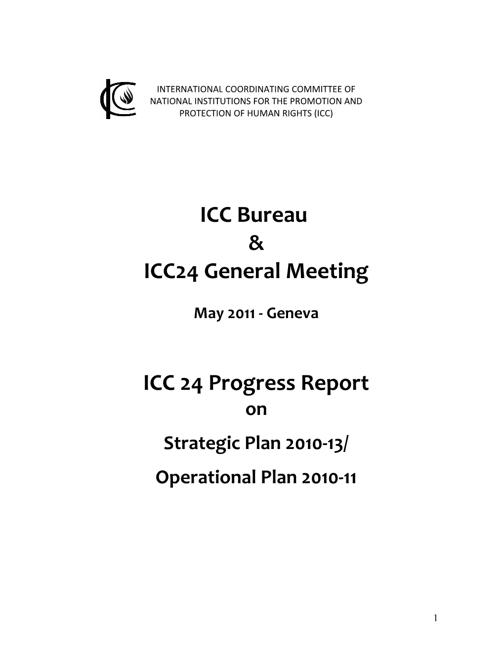 ICC 24 Progress Report on Strategic Plan 2010 - 2013