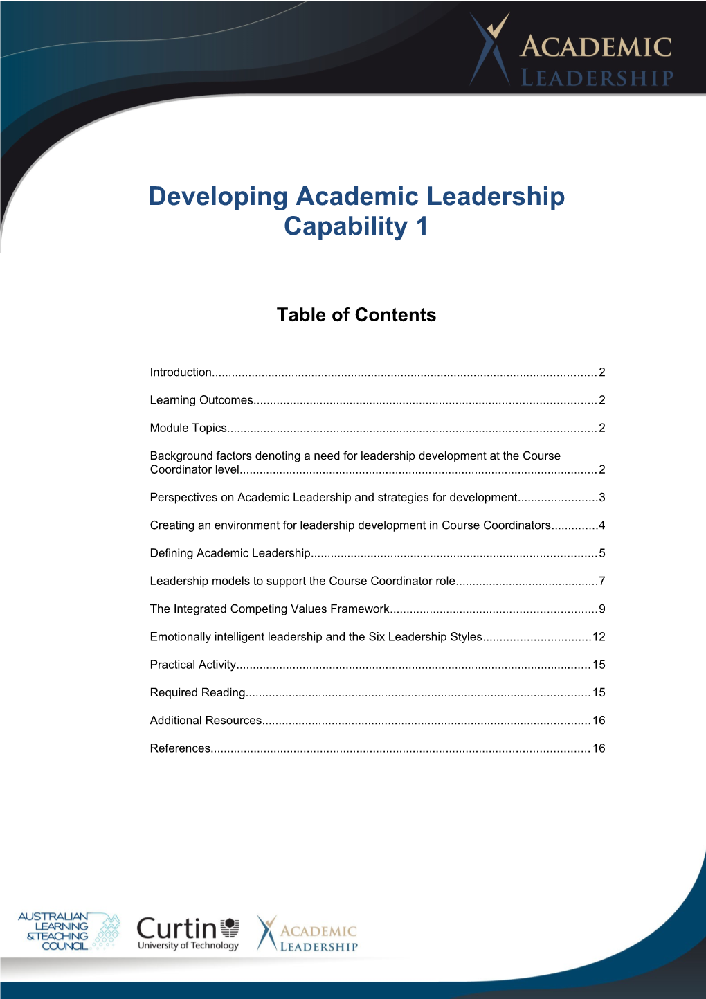 Developing Academic Leadership Capability1