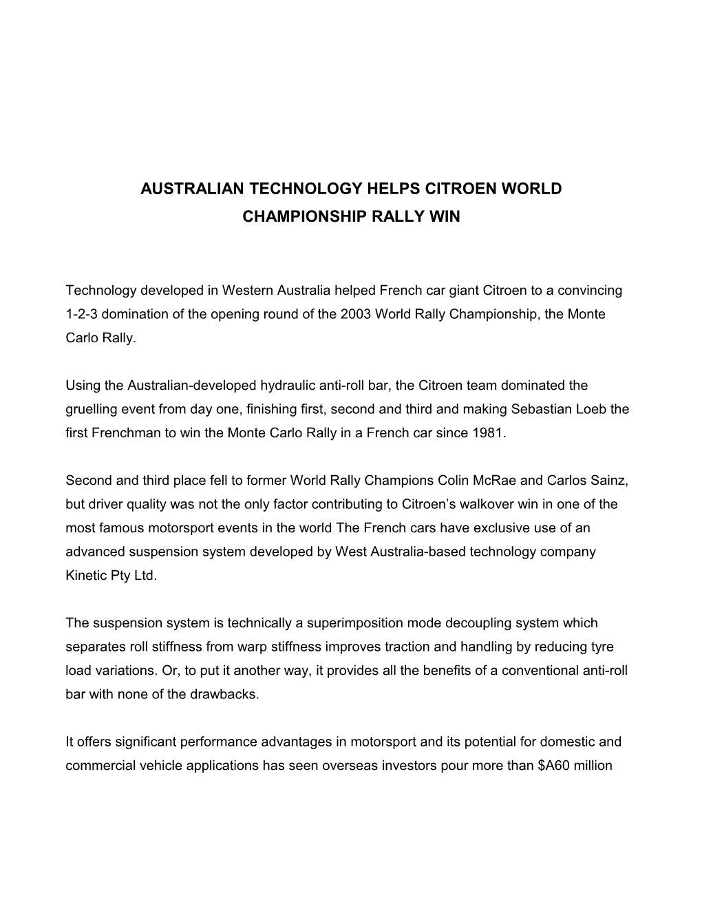 Australian Technology Helps Citroen World