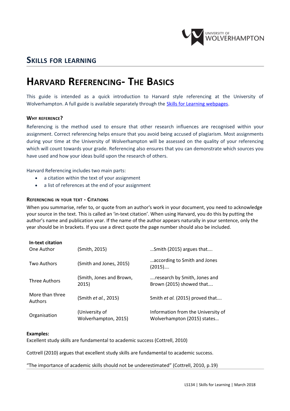 Harvard Referencing- the Basics