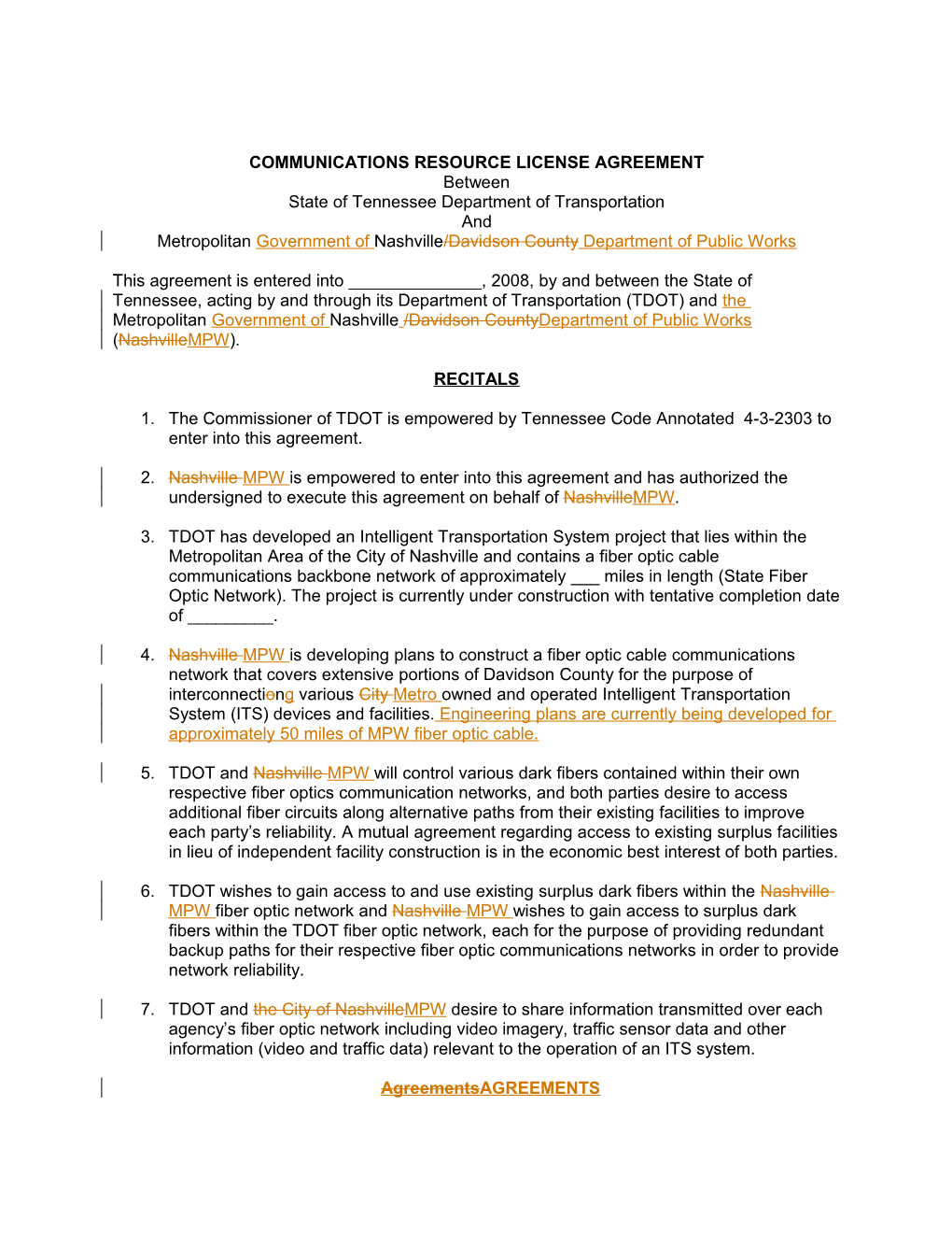 Communications Resource License Agreement