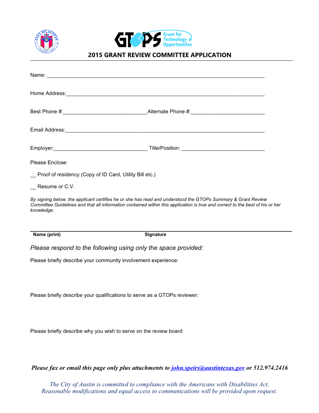 Applications Due: January 31, 2003, 4:45 PM