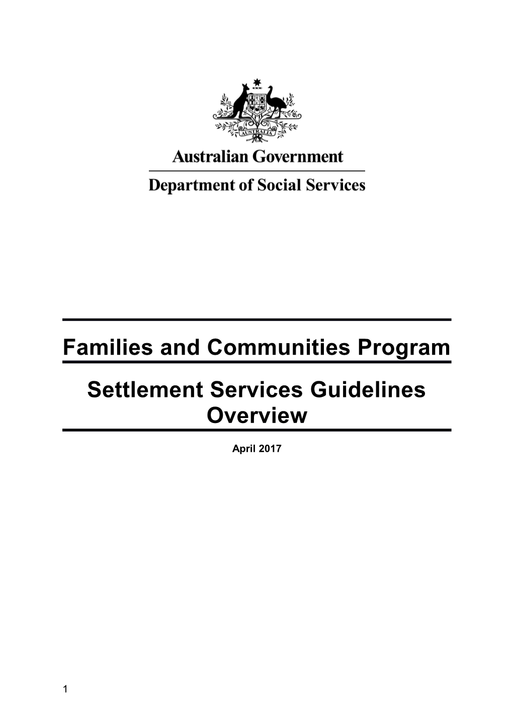 Settlement Services Programme Guidelines