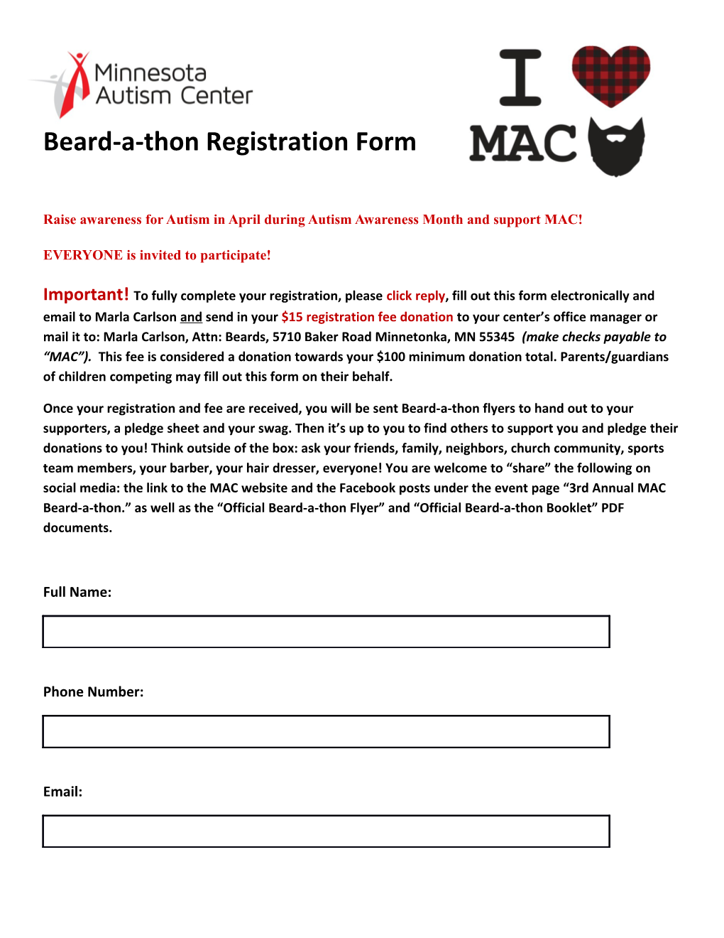 Beard-A-Thon Registration Form