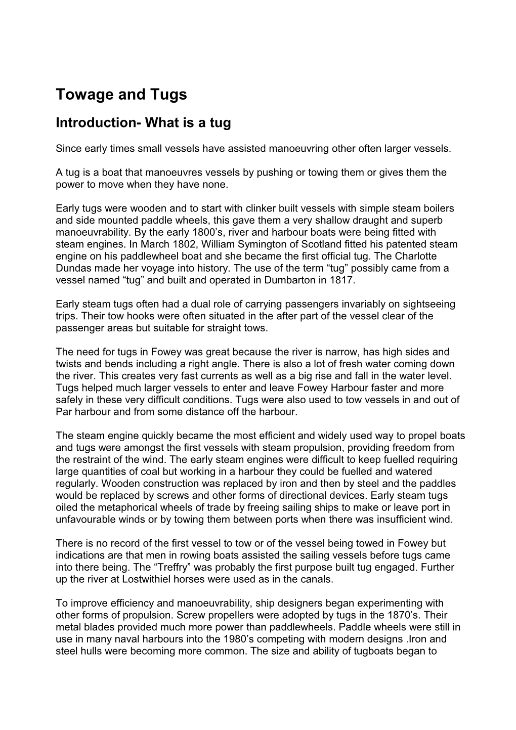 Introduction- What Is a Tug
