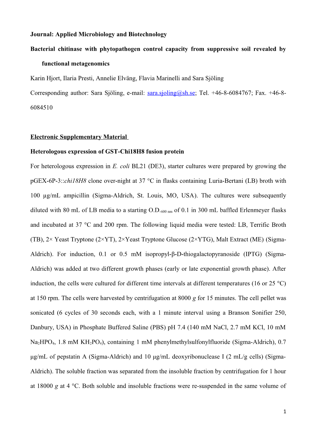 Journal: Applied Microbiology and Biotechnology