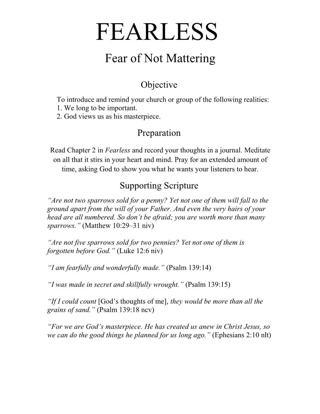 To Introduce and Remind Your Church Or Group of the Following Realities