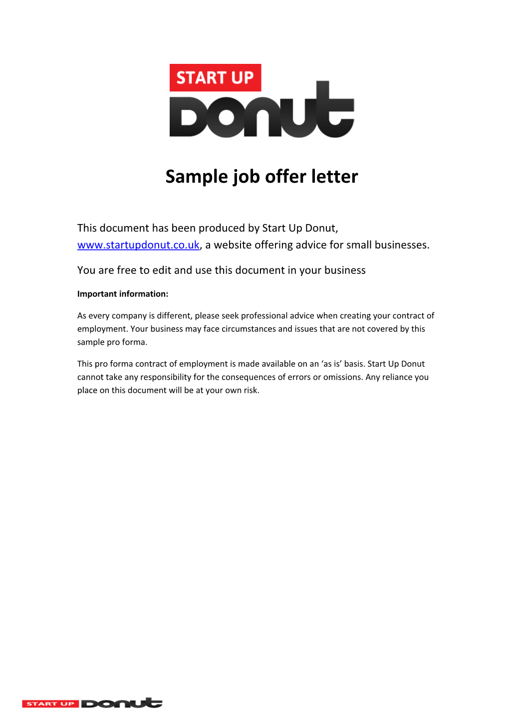 Sample Job Offer Letter