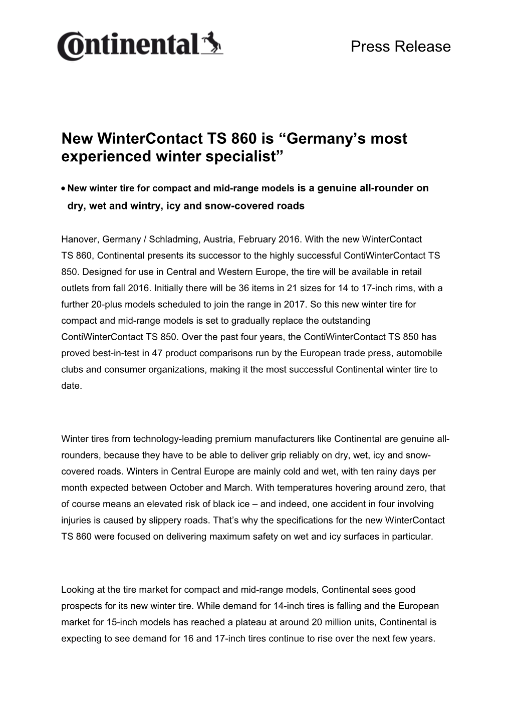 New Wintercontact TS 860 Is Germany S Most Experienced Winter Specialist