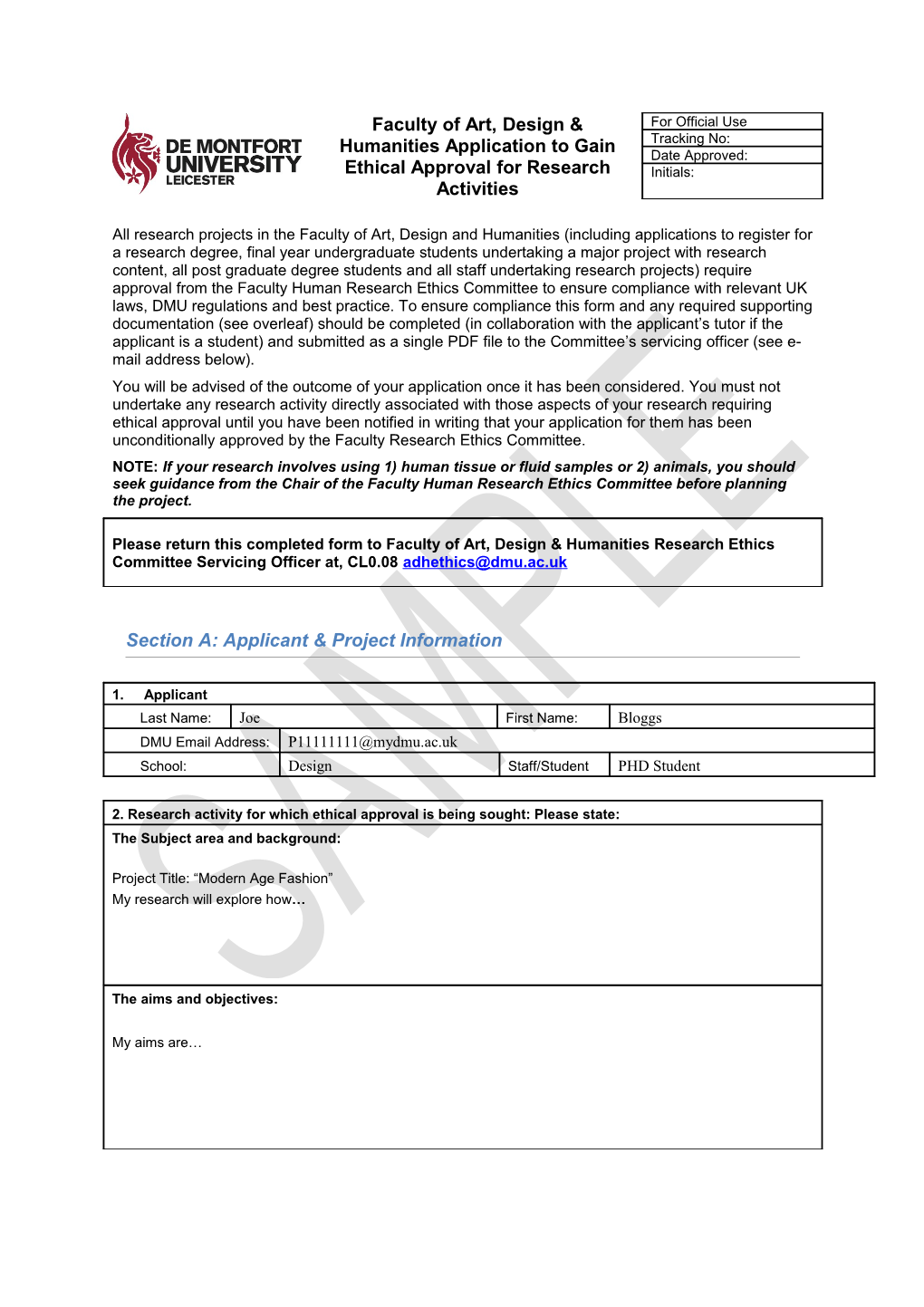 ADH Ethics Sample Application