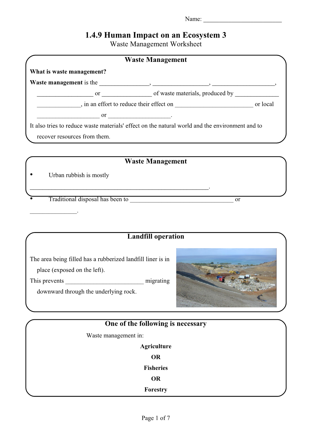 1.4.9 Waste Management Worksheet